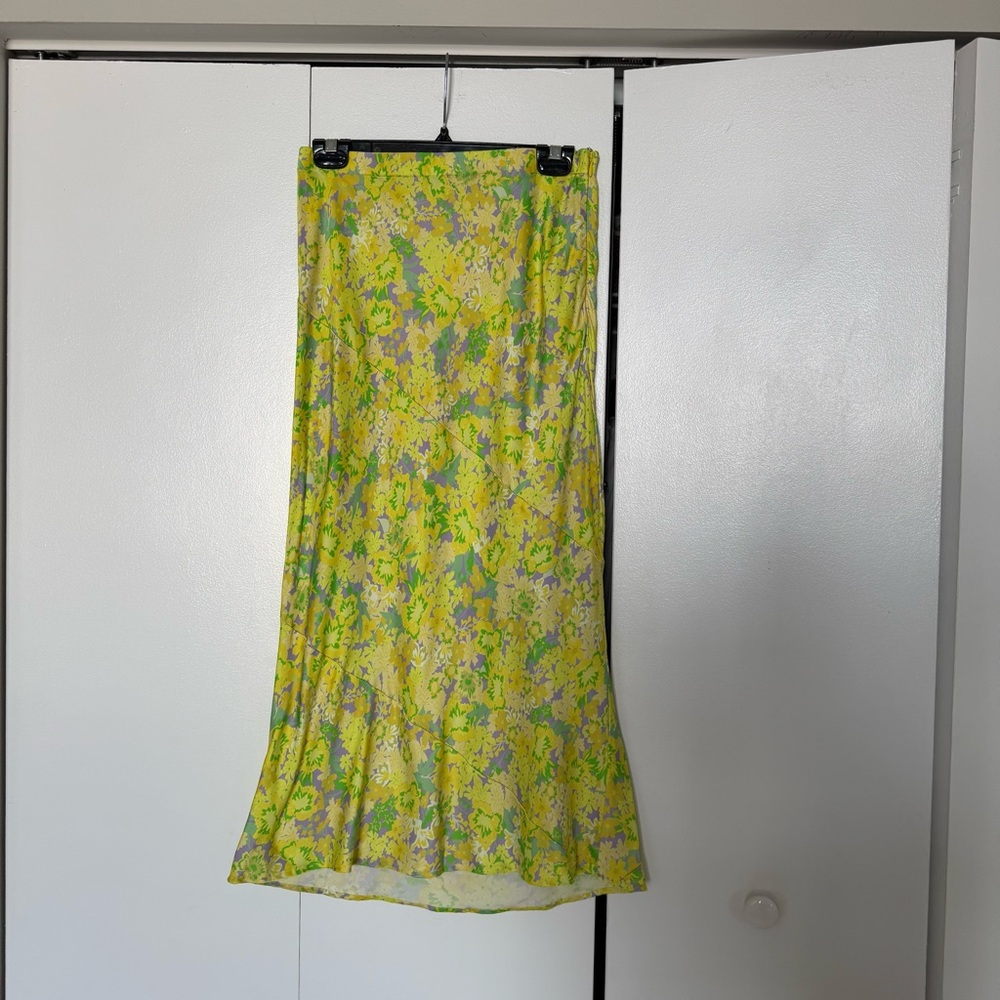 FLL Floral Yellow and Green Slip Skirt